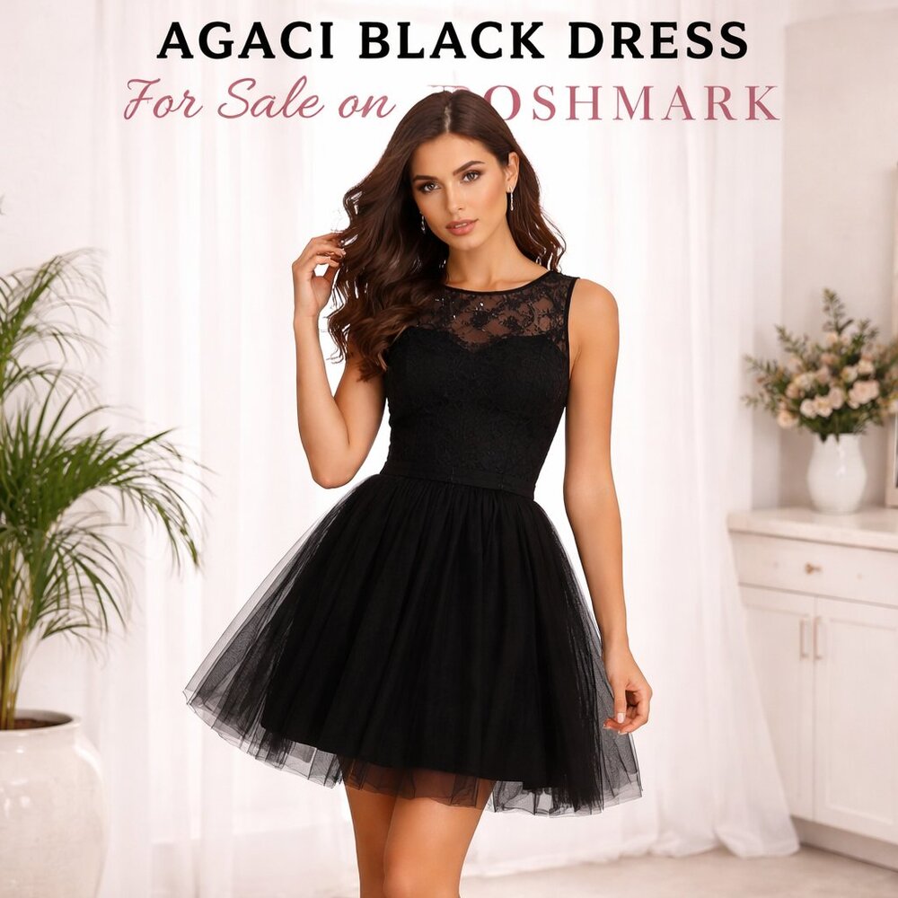 A'gaci NWT Black Tulle Mini Dress Mesh back